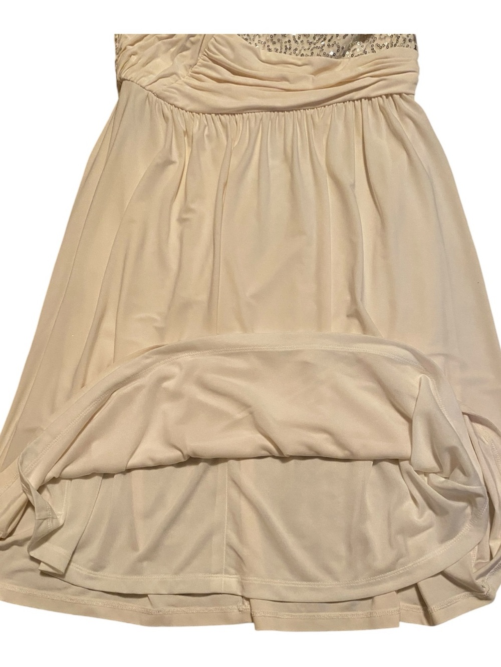 Max and Cleo One Shoulder Elegant Dress, Eggshell Color with Sequin, Size 6 - Picture 4 of 11